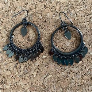 Hematite dangling statement earrings